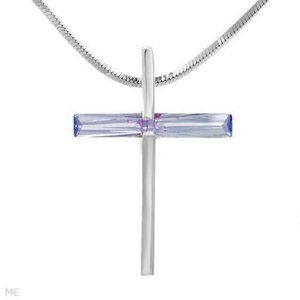 Vibrant New Cross Necklace with 2.10ctw CZ Set in 925 Sterling Silver.